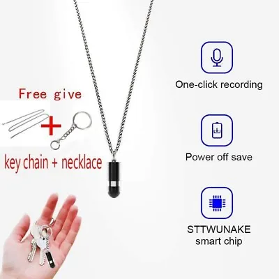 Mini Voice Activated Recorder Hidden Necklace Recording Listening Spy Device • $22.67