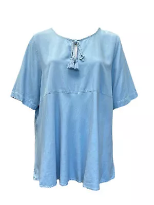 Marina Rinaldi Women's Blue Batik Lyocell Blouse NWT • $63.75