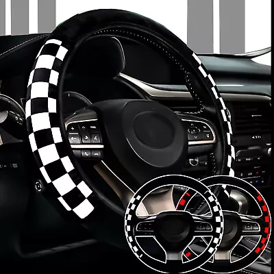 Car Steering Wheel Cover Cute Checker Print Accessories Fuzzy Girl Women Fluffy • $8.96