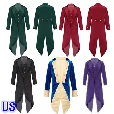 US Kids Boy Girl Gothic Steampunk Tailcoat Victorian Frock Coat Medieval Costume • $20.01