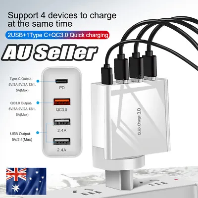 $17.86 • Buy Multi Port USB Charger 4 Port AC AdapterCGravel Wall Hub Charging Station Type T