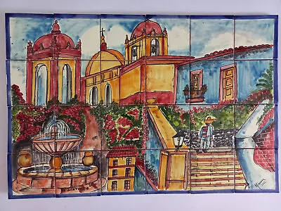 25  CERAMIC TILE MURAL Mexican Talavera Mosaic Hand Painted Backsplash • $149