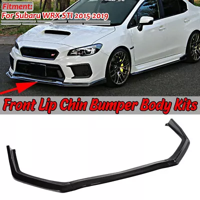 For 15-19 Subaru WRX STI V-Limited Style Front Bumper Lip Spoiler Gloss Black • $68.99