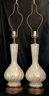 Vintage Murano 1950's Champaign Glass Lamps Venetian Style Marbro • $949.99