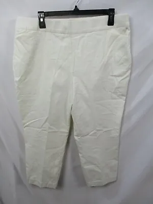 MarlaWynne Pants Womens 18WP Ivory Dress Straight Leg Pull On Solid Viscose • $24.99