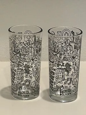 Rare Set Of 2 Cuba La Bodeguita Del Medio Mojito Graffiti Drinking Glasses • $25