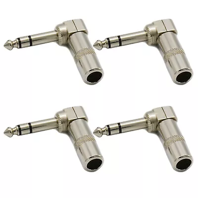 £18.90 • Buy 4,Right Angle 90 Degree 1/4 Phone Plug TRS Cable Connector 6.3mm STEREO Jack