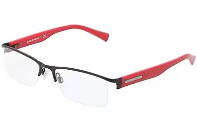 Dolce Gabbana DG1239 1178 Semi Rimless Eyeglasses Glasses Matte Black & Red 51mm • $85