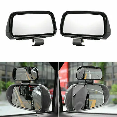 2x ABS Rectangle Shape Mirror 360° Angle Adjustable Wide Rear View Blind Spot • $16.95