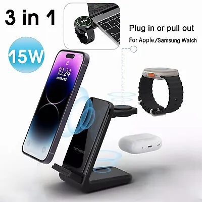 $38.99 • Buy 3 In1 Wireless Charger Dock Station For Apple Watch Airpods IPhone 14 13 Pro Max