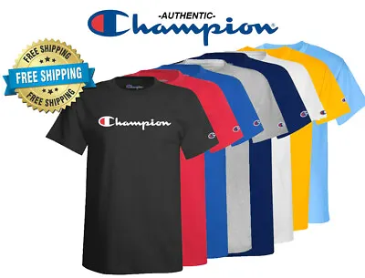 Champion Mens Classic Jersey Script Logo T-Shirt---Brand New---Various Sizes • $17.99