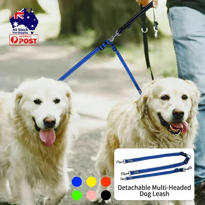 $7.99 • Buy 2/3 Way Dog Leash Pet Lead Adjustable Dogs Walking No Tangle Training Reflective