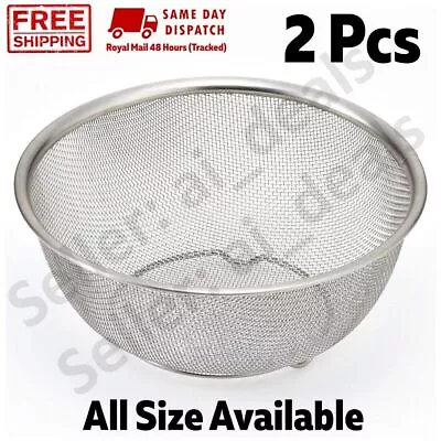 2 X Mesh Sieve Basket Taller Stainless Steel Baim Kitchen Food Strainer 5588 • £11.99