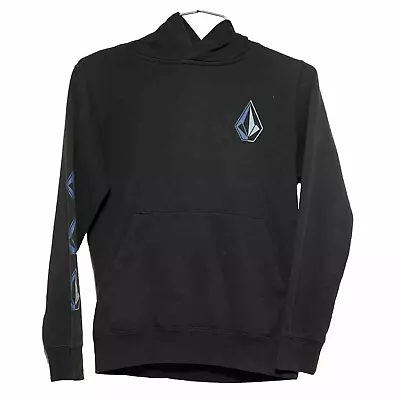 KIDS VOLCOM PULLOVER HOODIE Youth Small Cotton Poly Blend Skate Sweatshirt Black • $18.20