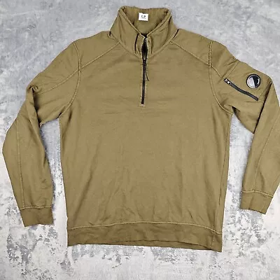 C. P. Company Light Fleece Half Zipped Sweatshirt Ivy Green Dark Khaki XXL 2XL • £99.95