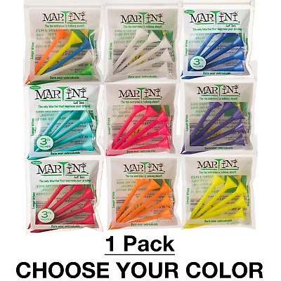 Martini 3-1/4  Durable Plastic Golf Tees – 5 Pack - CHOOSE YOUR COLOR! • $7.99