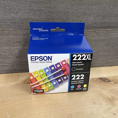 Epson 222XL Black & 222 Cyan Magenta Yellow Ink Cartridges Pack Dated 07/26 New • $54.99