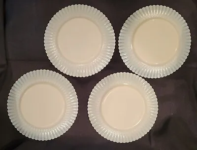 MacBeth-Evans Glass Cremex 8  Petalware Luncheon Plates Gold Decal Set Of 4 • $28.99