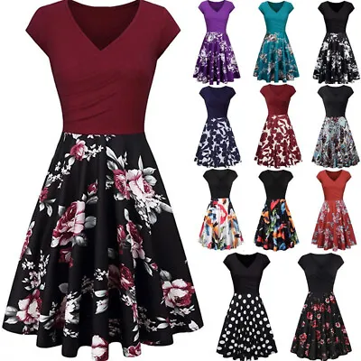 £14.99 • Buy Women Summer Floral Tunic Dress Boho Ladies Plus Size Party Ruffle Swing Dresses