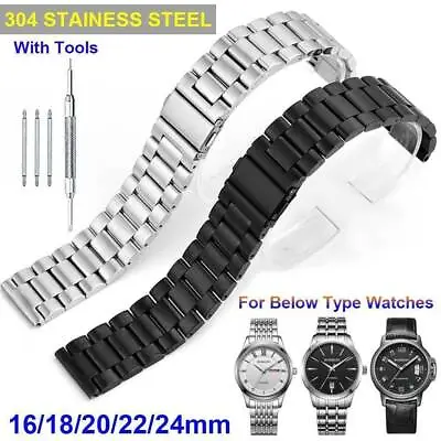 16-24mm Stainless Steel Metal Bracelet Watch Band Universal Wrist Strap Belt New • £8.59