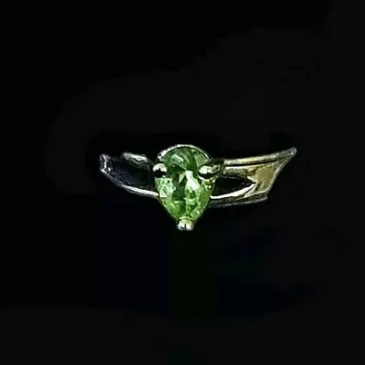 Size 5.5 925 IP Brilliant Teardrop Cut Peridot Solitaire Statement Ring. NWOT! • $26