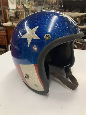 Vintage America Stars & Stripes Patriotic Motorcycle Helmet  1970s • $175