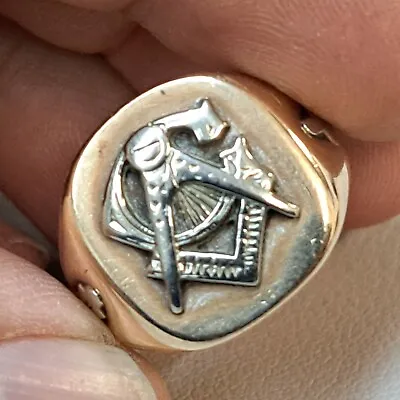 Freemason Masonic G Gold Mens Ring Vintage Sz 8.75 • $550