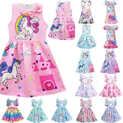 $22.49 • Buy Kids Girls Unicorn Princess Tutu Dress Printed Birthday Clothes Fancy Dresses