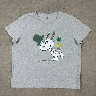 Gap X Snoopy Peanuts T Shirt Mens Size 2XL Gray Short Sleeve St Patricks Day • $12.55