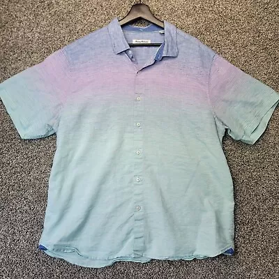 Tommy Bahama Shirt Mens Extra Large Ombre Blue Pink Teal Short Sleeve Casual • $24.95