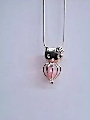 Make A Wish Pearl Cage Pendant Necklace - Hello Kitty - 925 Chain+Pearl Included • $11.95