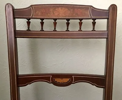 A Pair Of Antique Mahogany Edwardian Inlaid Bedroom Chairs • £100