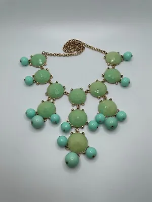 $8.49 • Buy J. CREW Bauble Statement Necklace Mint Green & Sky-Blue Bubble Beads