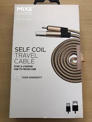 MIXX CHARGE | Self-Coil Travel Cable USB To Micro USB Rose Gold Buy 1 Get 1 Free • £2