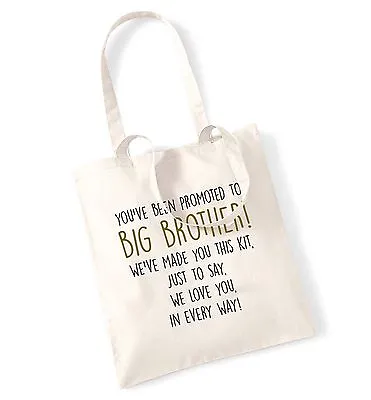 Promoted To Big Brother Tote Bag Pregnancy Announcement Sister Gift Bag 279 • £8.99