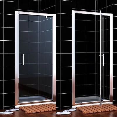 Pivot Shower Door Enclosure 6mm Safety Glass Screen 700/760/800/860/900/1000 • £134.99
