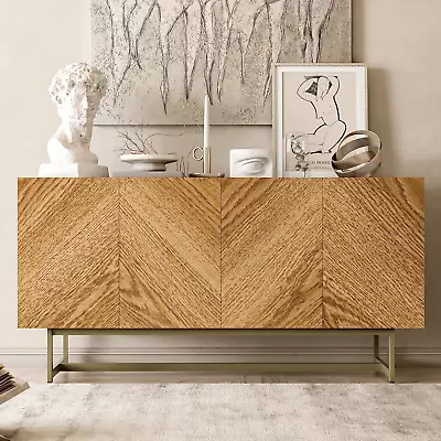 Mid Century Modern TV Stand For Tvs Up To 65  Herringbone Sideboard Buffet Cabi • $334.92