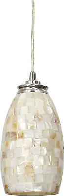 Coast 9  Modern Oval Mini Pendant Light + Hand-Crafted Mosaic Sea Shell Glass B • $105.99