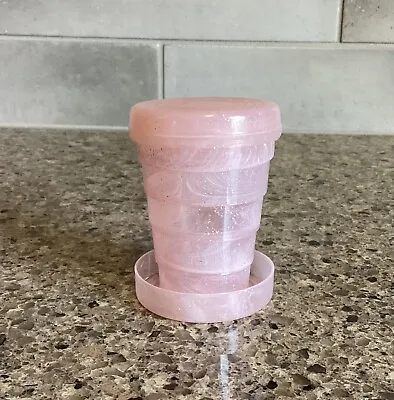 Vintage Stanhome Collapsible Travel Cup Pill Holder Pink Glitter Marble Sparkle • $9.75