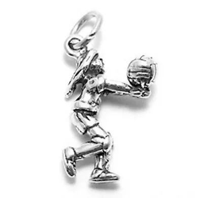 925 Sterling Silver 3D Female Volleyball Player Charm • $19.03