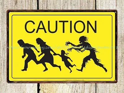$18.98 • Buy Old Vintage Signs Zombie Caution Warning Sign Metal Tin Sign