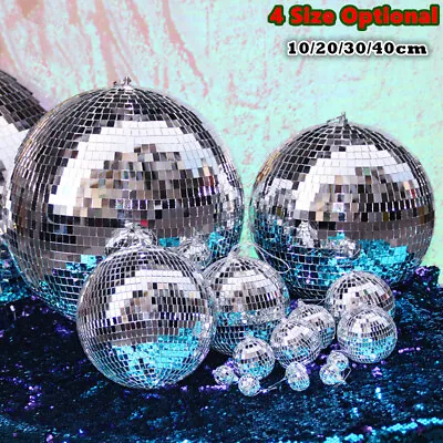 10-40CM Mirror Disco Ball Silver Hanging Glitter Ball For DJ Dance Party Parties • £79.19