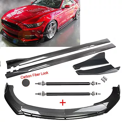 Carbon Fiber Front Bumper Rear Splitter Spoiler Side Skirt For Ford Mustang • $159.99