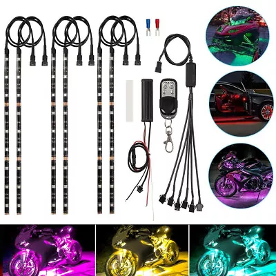 6Pcs Motorcycle RGB LED Neon Under Glow Lights Strip Kit For  Honda • $18.79