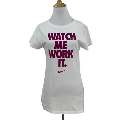 £23.12 • Buy Nike Watch Me Work It T Shirt Womens M Medium Short Sleeve White Grape Tee