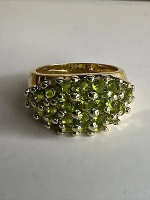 Victoria Wieck Gold Tone Sterling Silver Peridot Ring Sz 7 (EB755) • $35