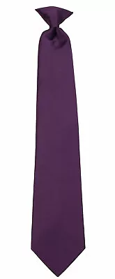 Men's Big & Tall Eggplant Solid XL Clip-On Necktie Business Formal Wedding Prom  • $15.95