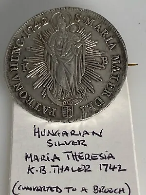 Hungarian Maria Theresa Silver K.B. Thaler 1742 • £95