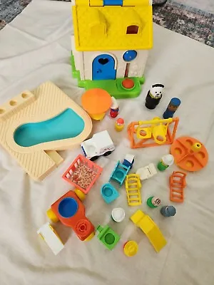 Vintage 1970s 1980s Fisher Price Little People Toy Lot Accessories And Figures  • $65