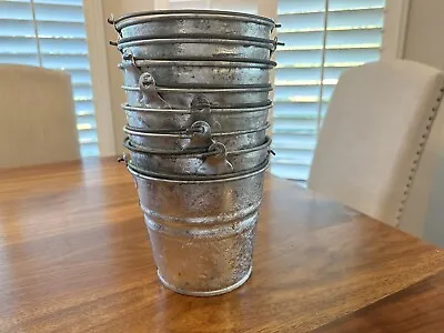 8 #4 Galvanized Buckets 6  Inch Diameter Mini Pail Centerpiece Farmhouse Country • $29.50